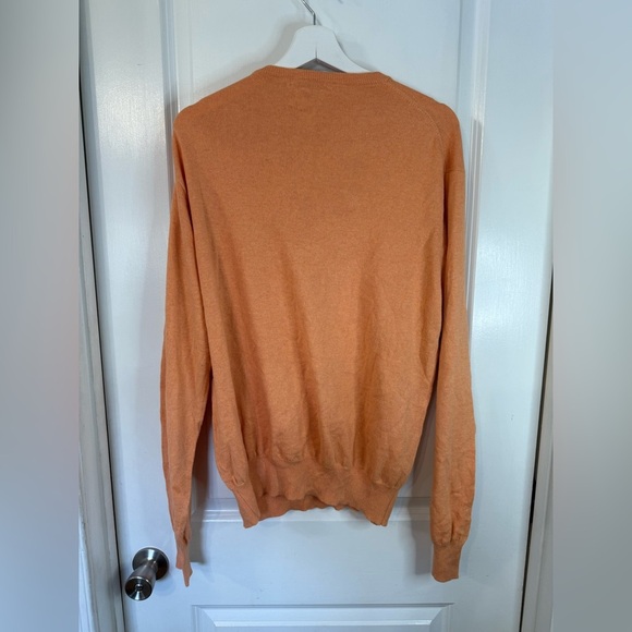 Peter Millar Men’s Orange V-Neck Pullover Luxury Blend Sweater - Size Medium - Picture 4 of 7